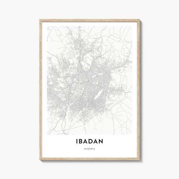 Ibadan Nigeria Minimalist City Street Map Line Art Poster Decor