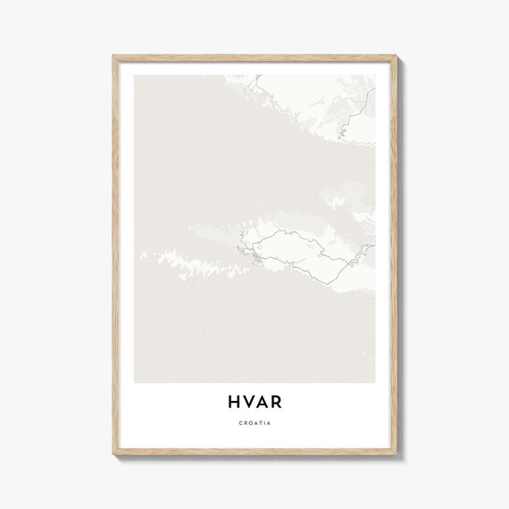 Hvar Croatia Minimalist Adriatic Island Map Street Art Travel Poster