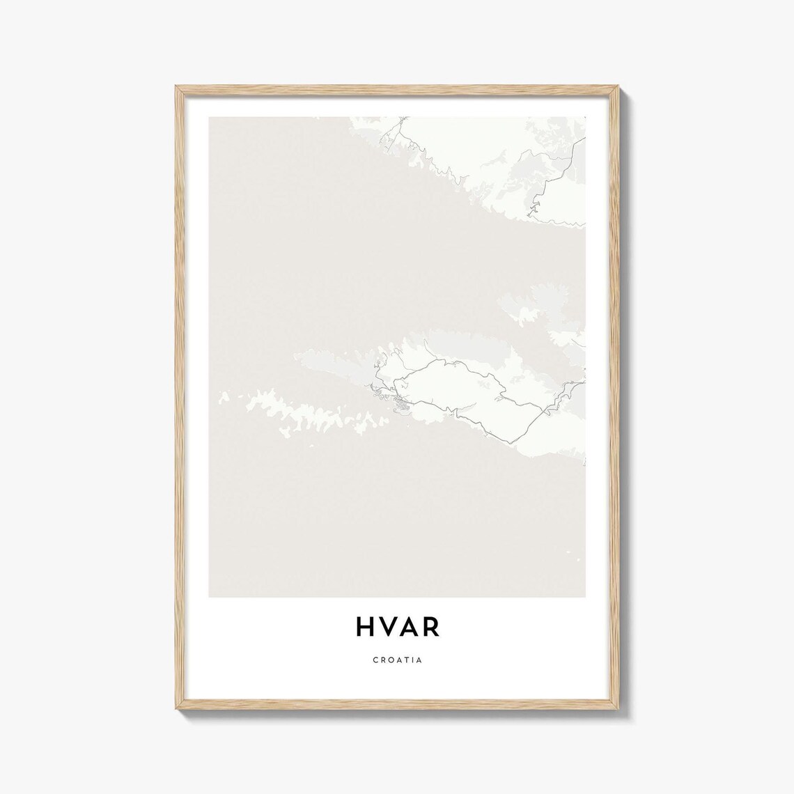 Hvar Croatia Minimalist Adriatic Island Map Street Art Travel Poster