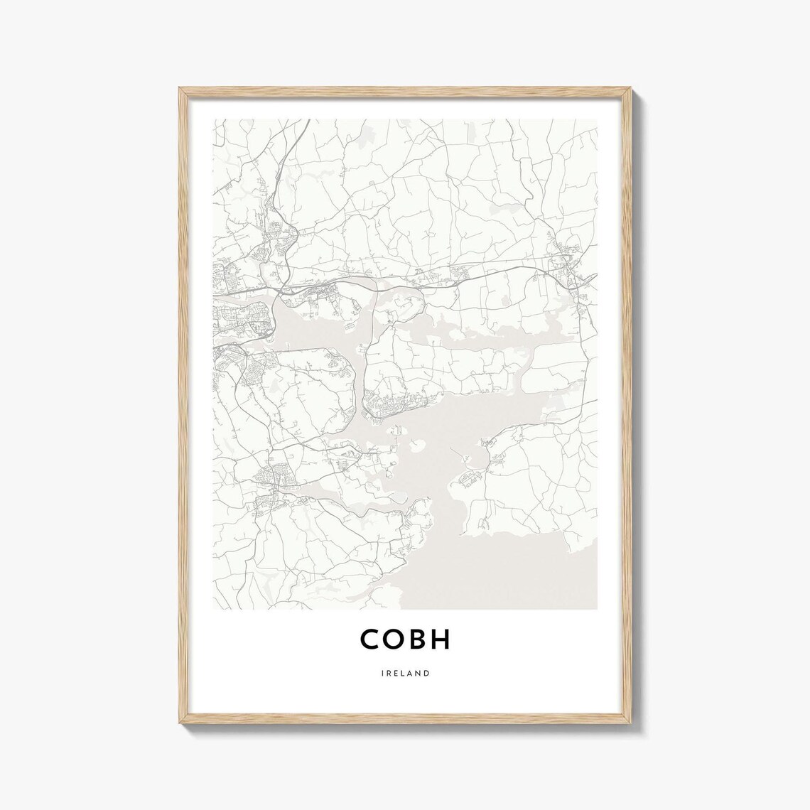 Cobh Ireland Minimalist City Street Map Modern Black White Poster