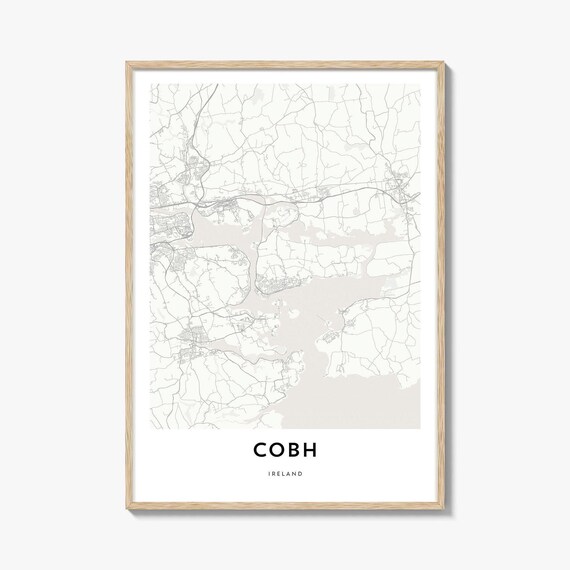 Cobh Ireland Minimalist City Street Map Modern Black White Poster