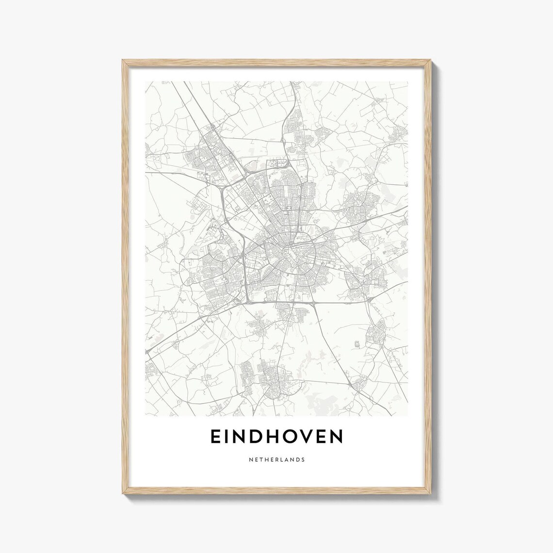 Eindhoven Netherlands Minimalist Street Map City Art Wall Poster
