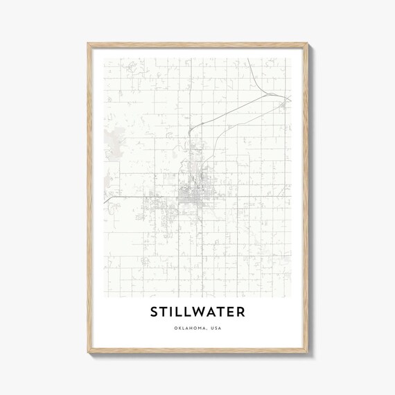 Stillwater Oklahoma Minimalist Street Map Modern Line Art City Poster