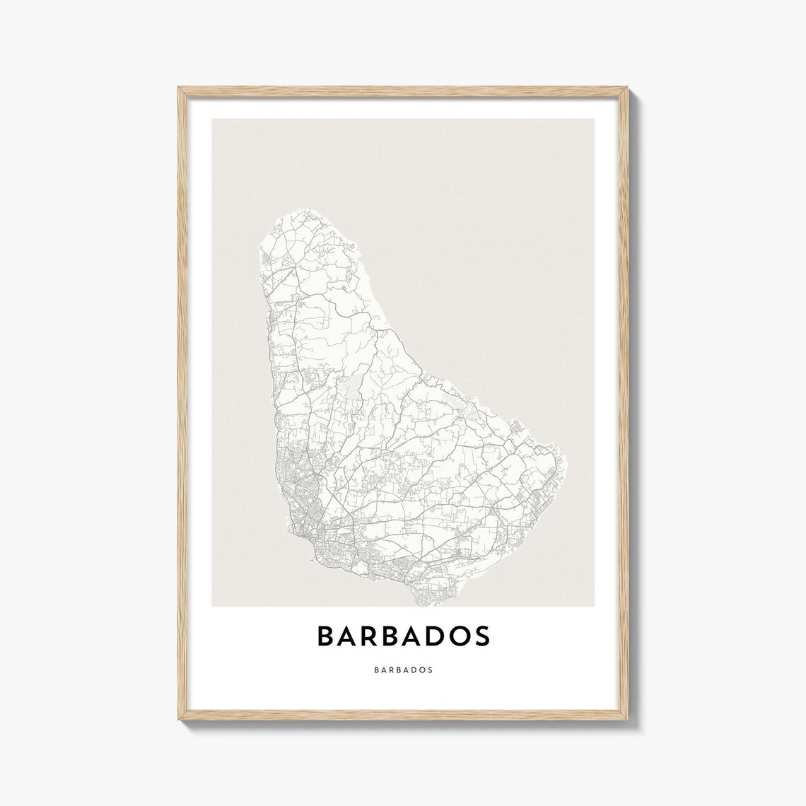 Barbados Caribbean Island Minimalist Travel Map Line Art Poster