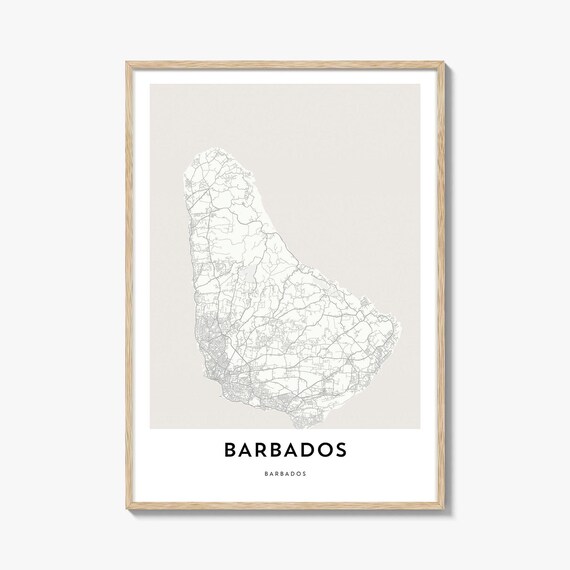 Barbados Caribbean Island Minimalist Travel Map Line Art Poster