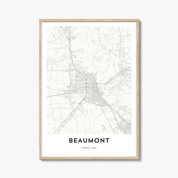 Beaumont Texas Minimalist City Street Map Wall Art Home Decor