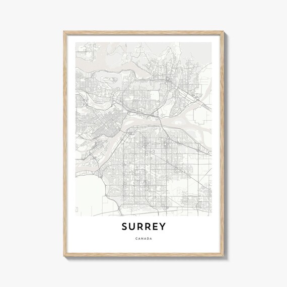 Surrey Canada British Columbia Metro Vancouver Street Map Poster