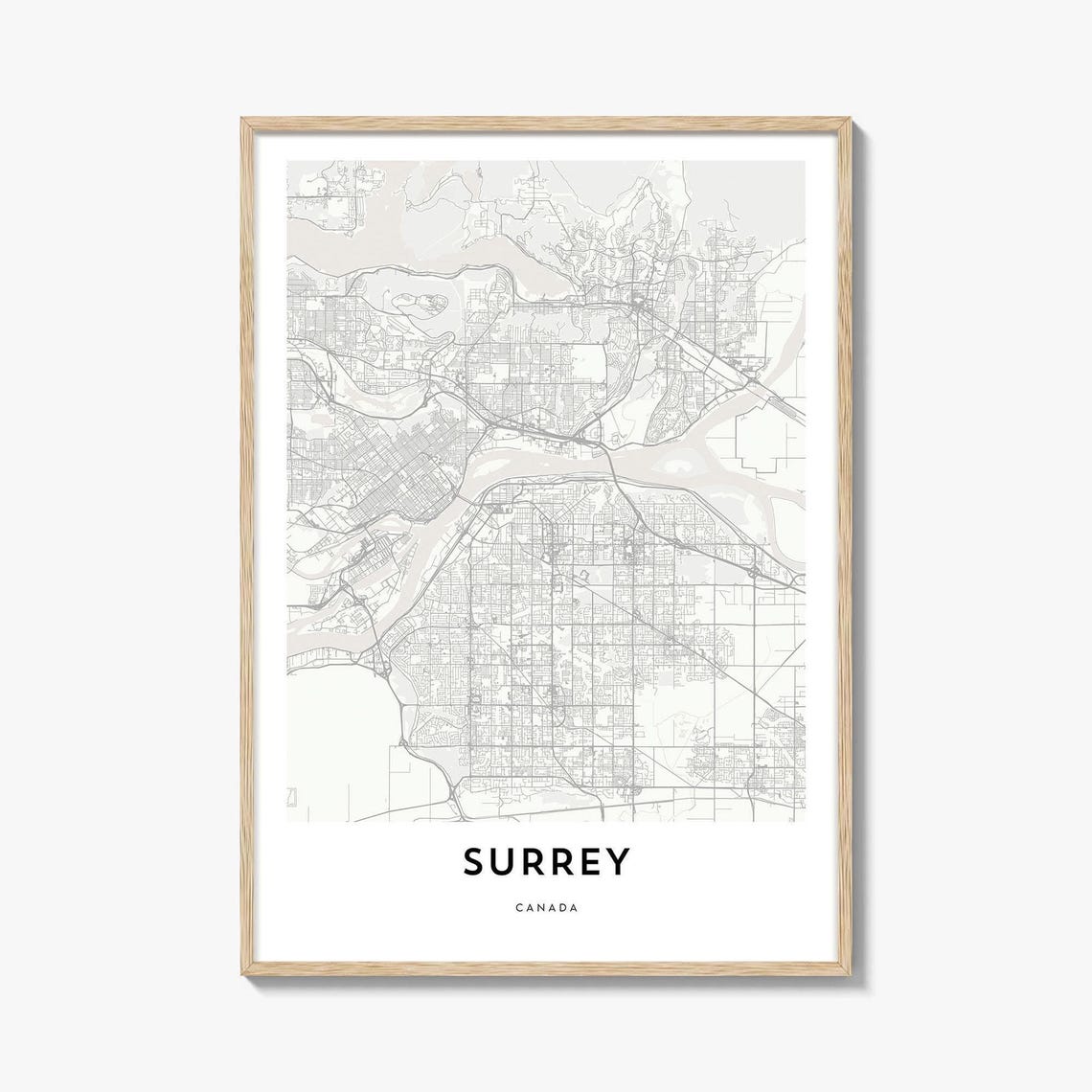 Surrey Canada British Columbia Metro Vancouver Street Map Poster