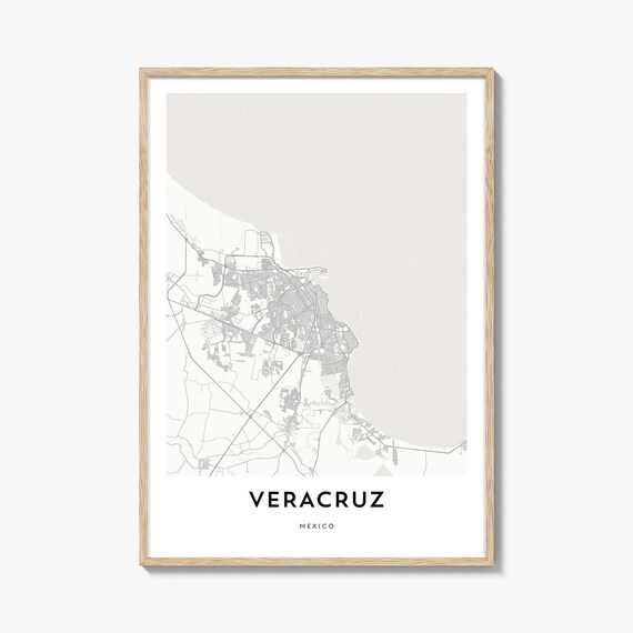Veracruz Mexico Coastal City Street Map Minimal Line Art Print