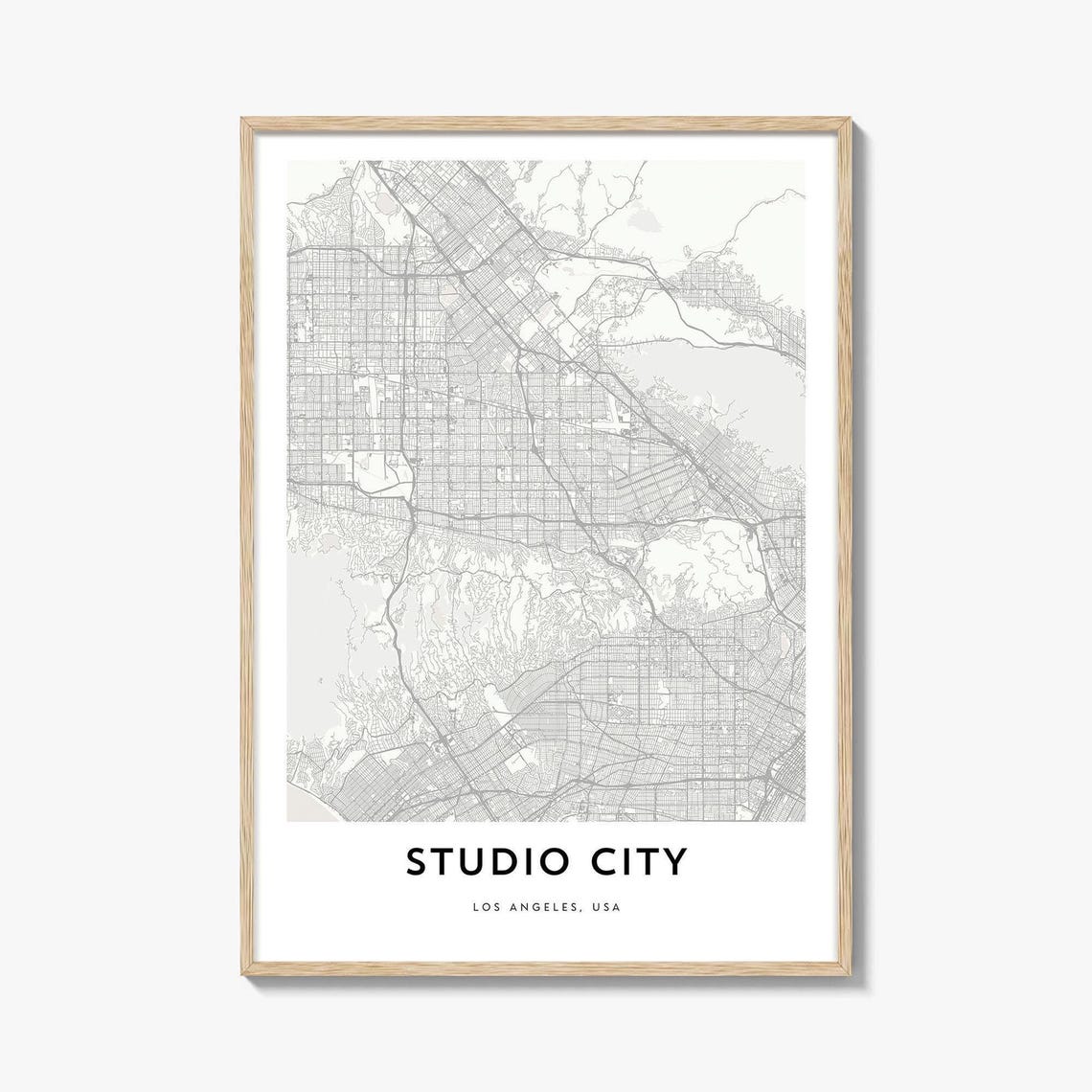 Studio City Los Angeles USA Minimalist Valley Street Map Poster