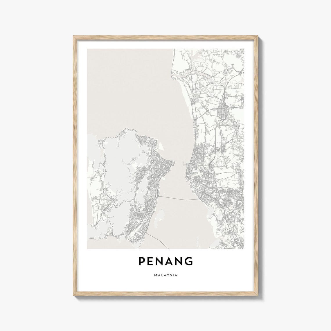 Penang Malaysia Minimalist City Map Poster Modern Wall Decor