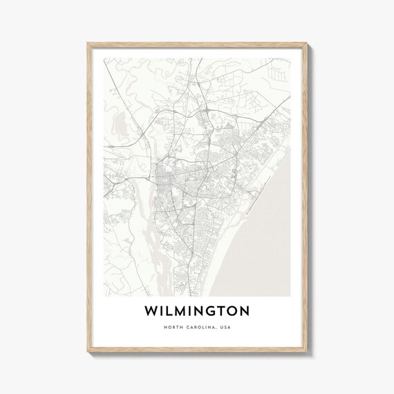 Wilmington North Carolina Minimalist Black And White City Map Poster
