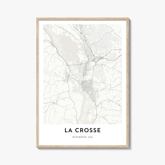 La Crosse Wisconsin Elegant Minimalist City Street Map Poster