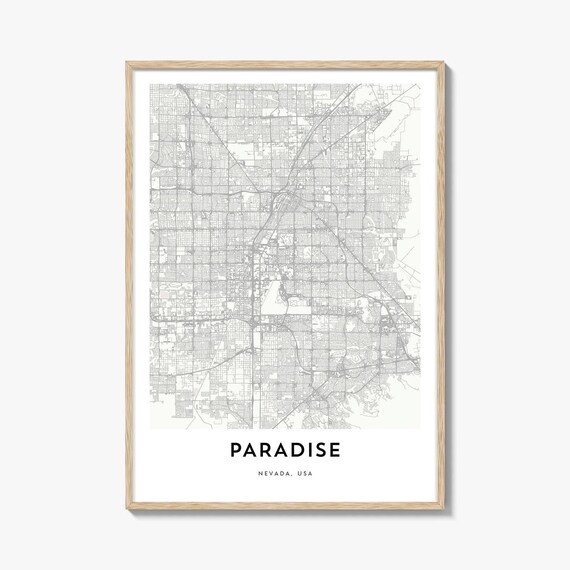 Paradise Nevada USA Minimal Street Map Poster Modern Home Art