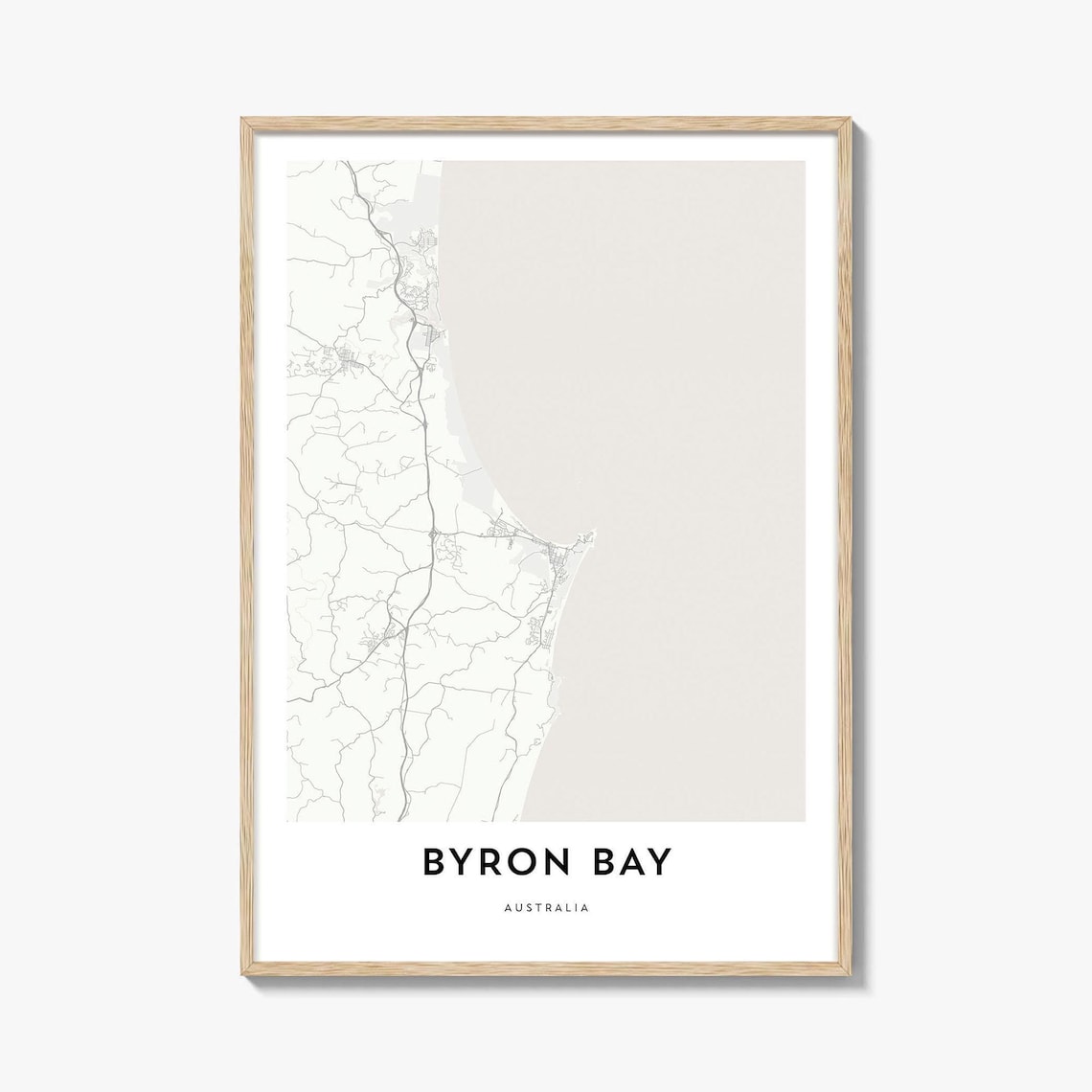 Byron Bay Australia Coastal City Street Map Modern Gift Poster