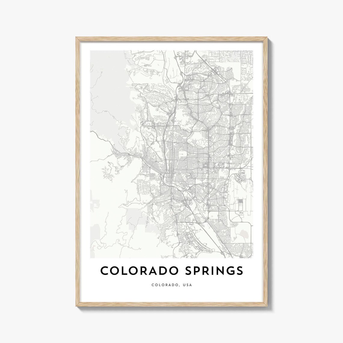 Colorado Springs Colorado USA Minimalist City Street Map Poster