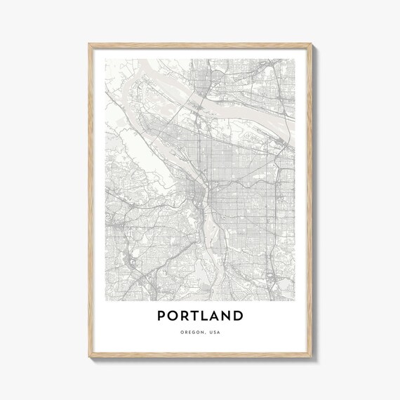 Portland Oregon Minimalist Black And White City Street Map Art Print