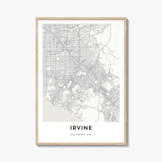 Irvine California USA Minimal White City Map Travel Art Poster