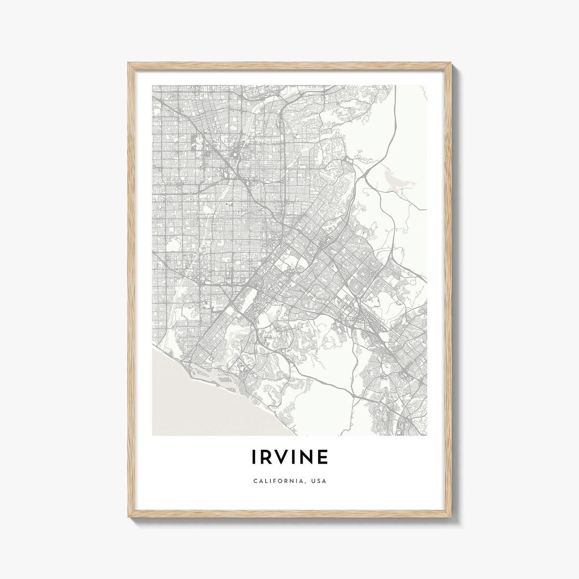 Irvine California USA Minimal White City Map Travel Art Poster
