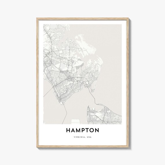Hampton Virginia Minimalist City Street Map Coastal Decor Poster