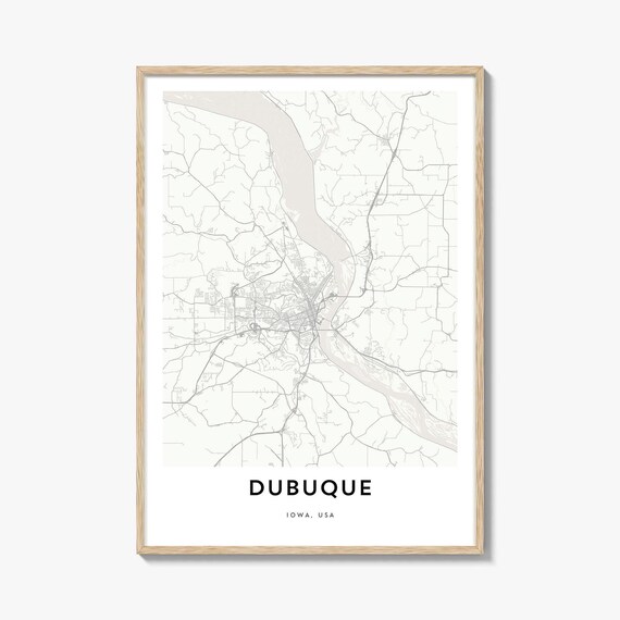 Dubuque Iowa USA Minimalist Line Art City Map Travel Decor Poster