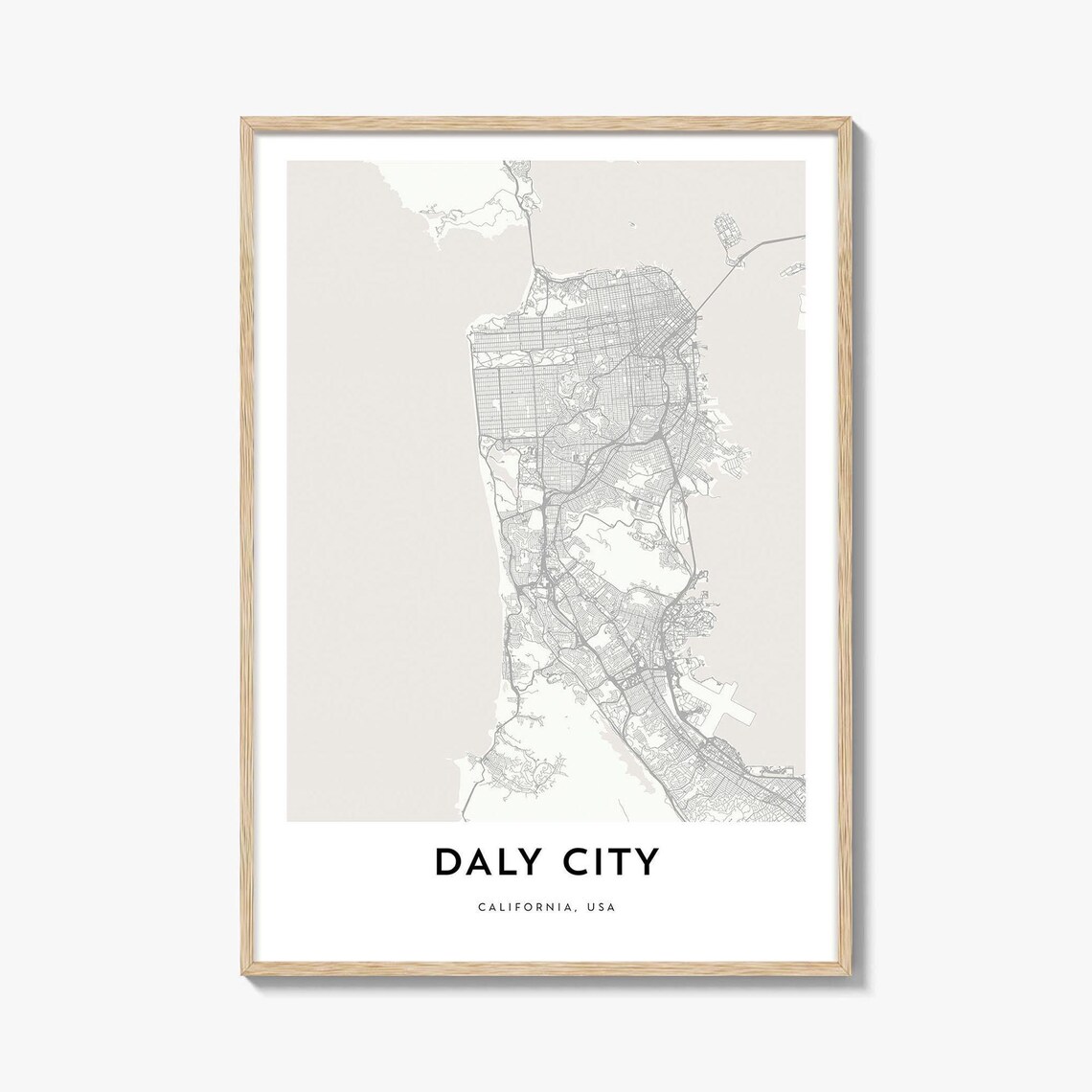 Daly City California USA Modern Minimalist Map Line Art Poster