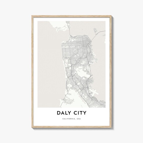 Daly City California USA Modern Minimalist Map Line Art Poster