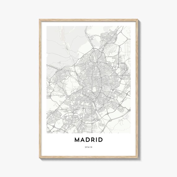Madrid Spain Minimalist City Street Map Home Office Art Print