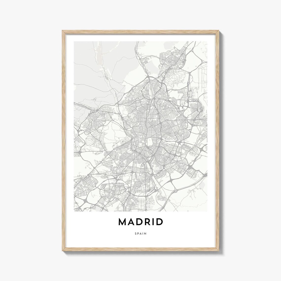 Madrid Spain Minimalist City Street Map Home Office Art Print