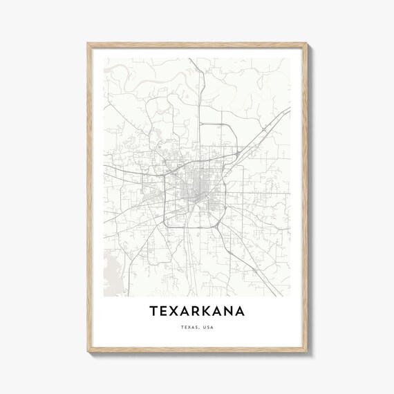 Texarkana Texas USA Modern Minimalist White City Map Art Print