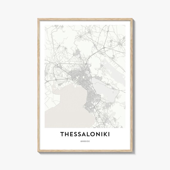 Thessaloniki Greece Minimalist City Street Map Artwork Poster