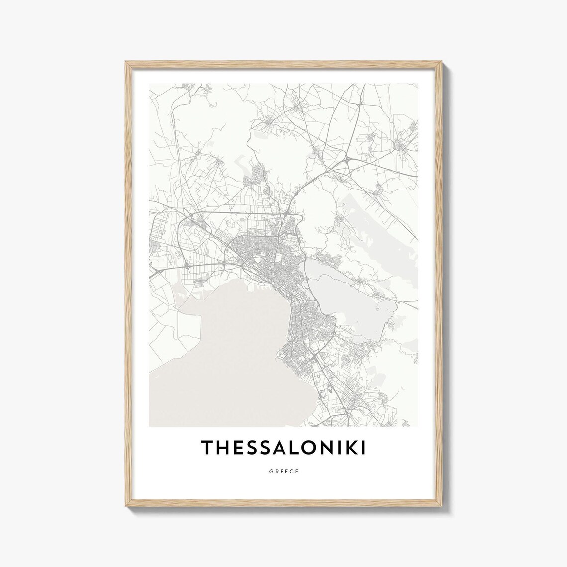 Thessaloniki Greece Minimalist City Street Map Artwork Poster