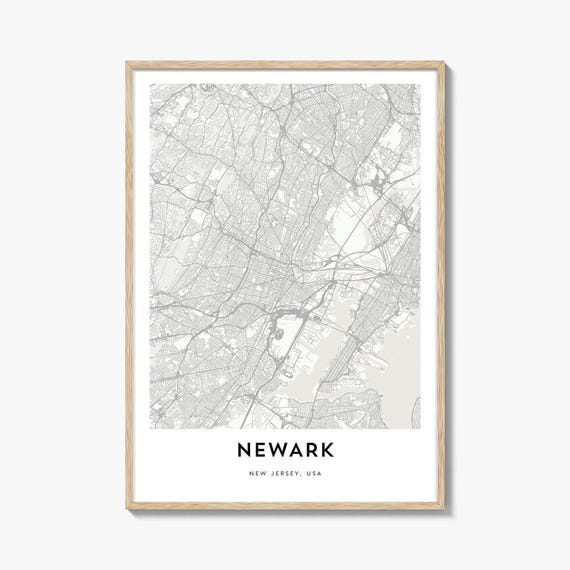 Map Of Newark Print Gift Poster City Artwork For Home Office New Jersey
