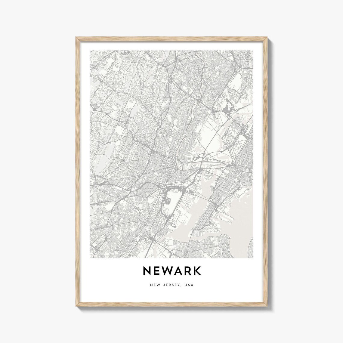 Newark New Jersey Minimalist Street Map Fine Line City Art Poster