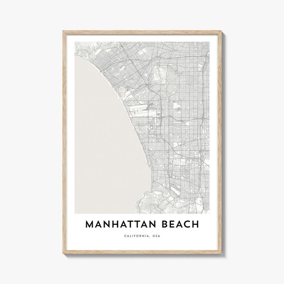 Minimalist Manhattan Beach California USA City Street Map Poster