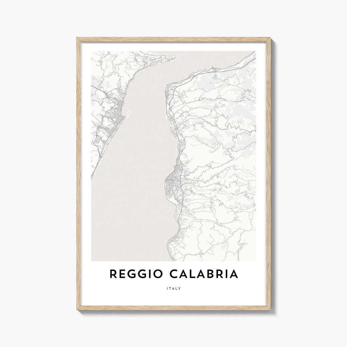 Reggio Calabria Italy Coastal Minimalist City Map Poster Gift Artwork