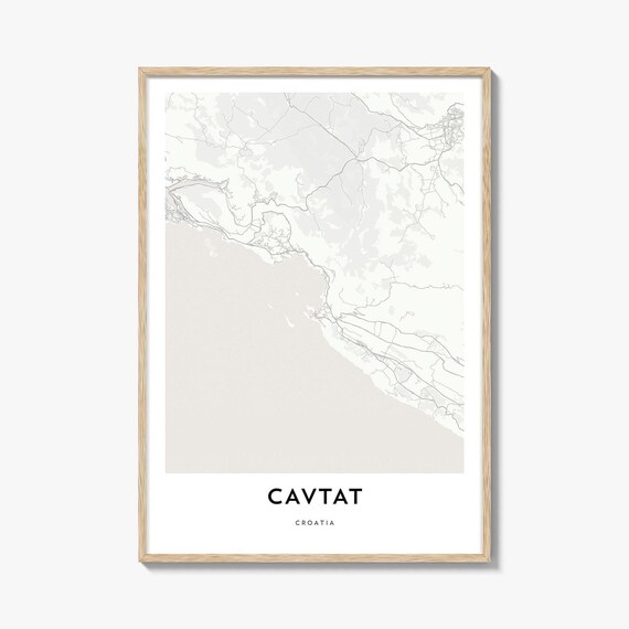 Cavtat Croatia Minimalist Coastal Town Map Poster Gift Home Decor