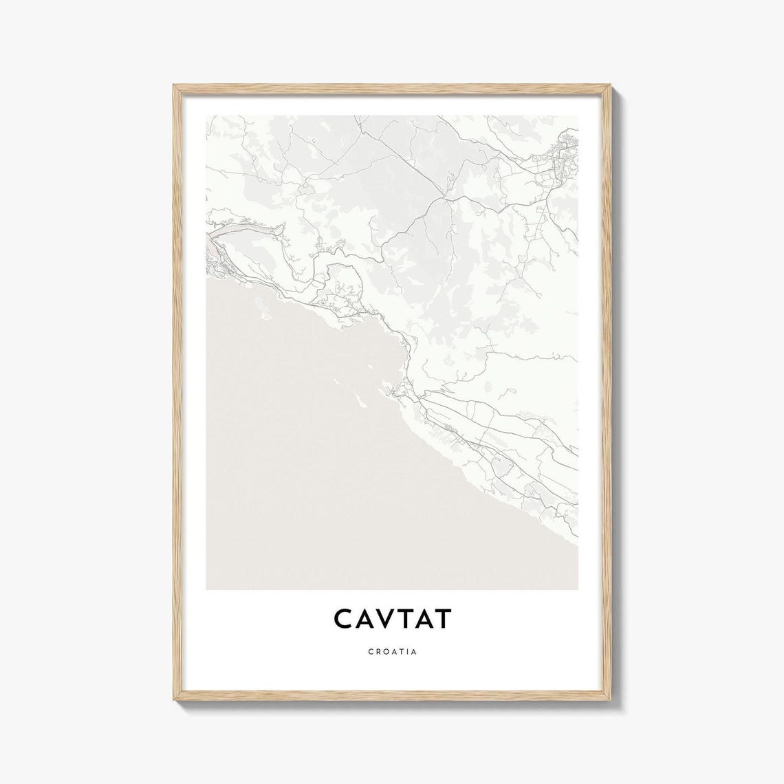 Cavtat Croatia Minimalist Coastal Town Map Poster Gift Home Decor