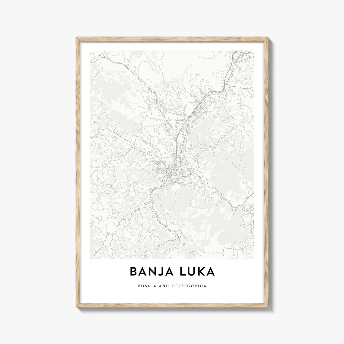 Banja Luka Bosnia and Herzegovina Minimalist City Street Map Poster