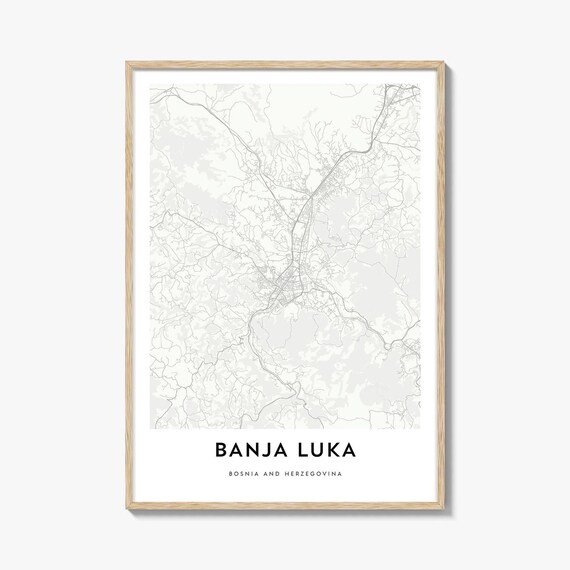 Banja Luka Bosnia and Herzegovina Minimalist City Street Map Poster