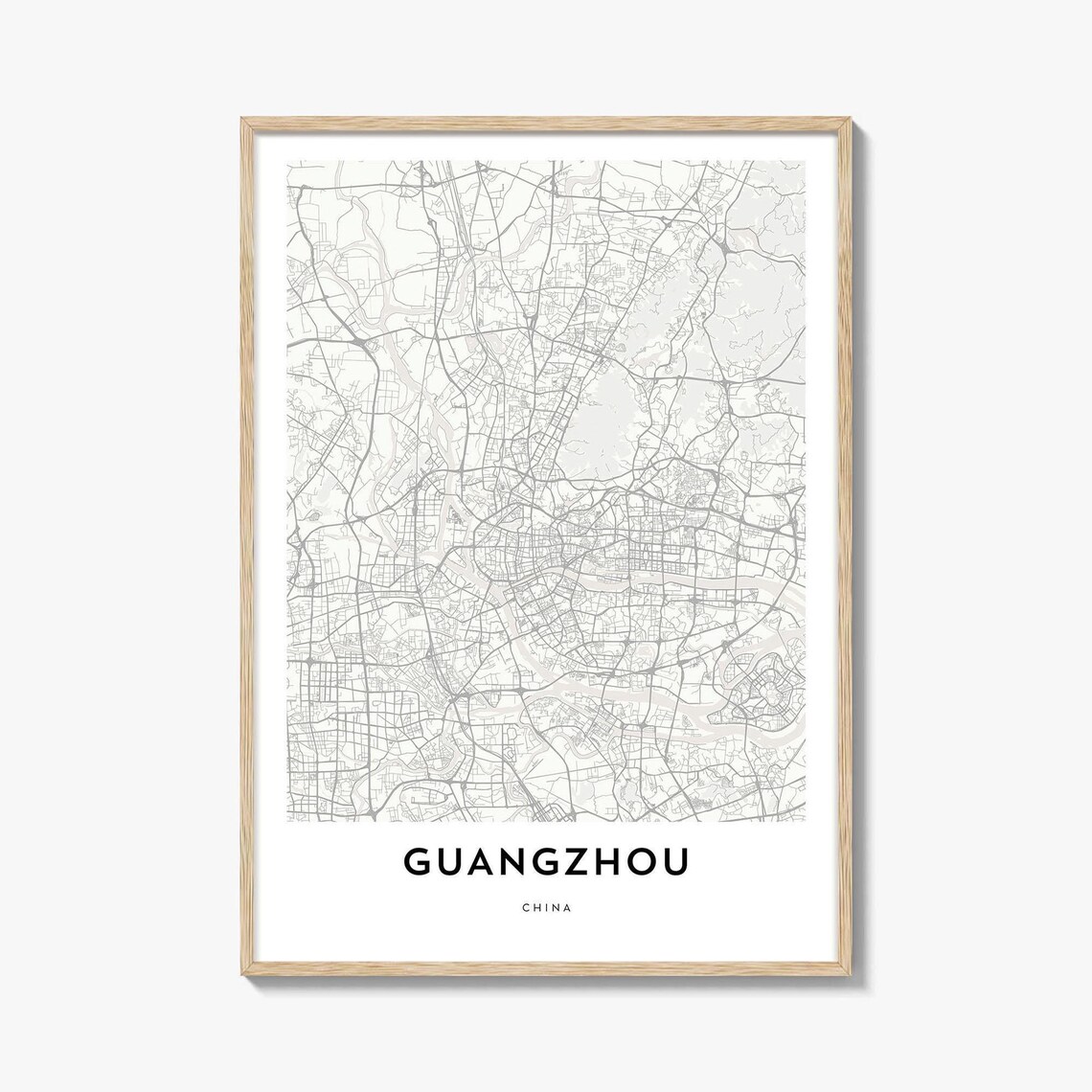 Guangzhou China Minimalist City Street Map Line Art Decor Poster