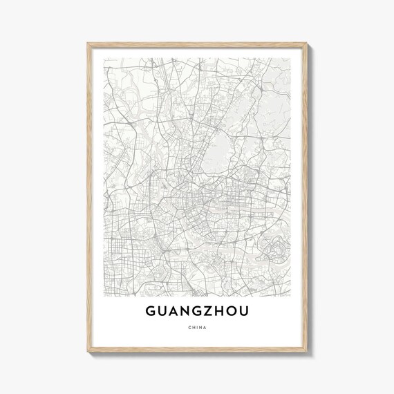 Guangzhou China Minimalist City Street Map Line Art Decor Poster
