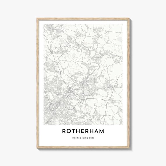 Rotherham United Kingdom Minimalist City Street Map Poster Art