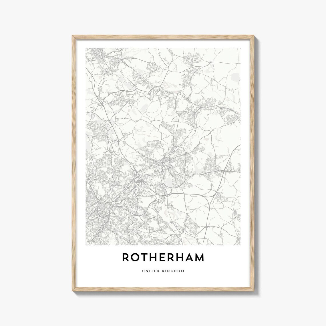 Rotherham United Kingdom Minimalist City Street Map Poster Art