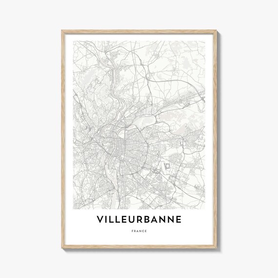Villeurbanne France Minimalist City Street Map Gift Decor Poster