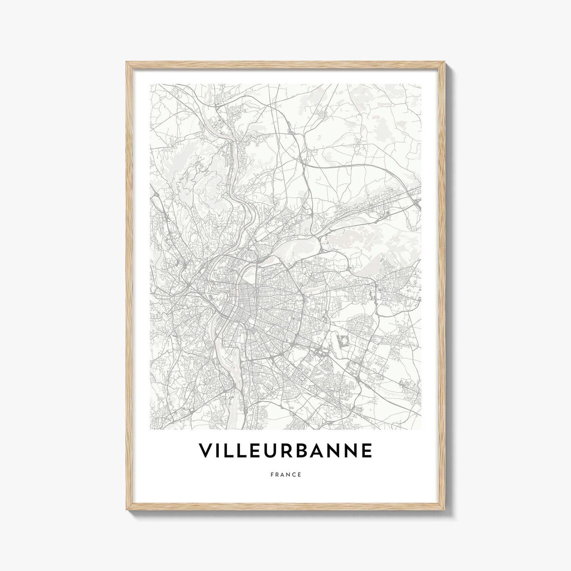 Villeurbanne France Minimalist City Street Map Gift Decor Poster