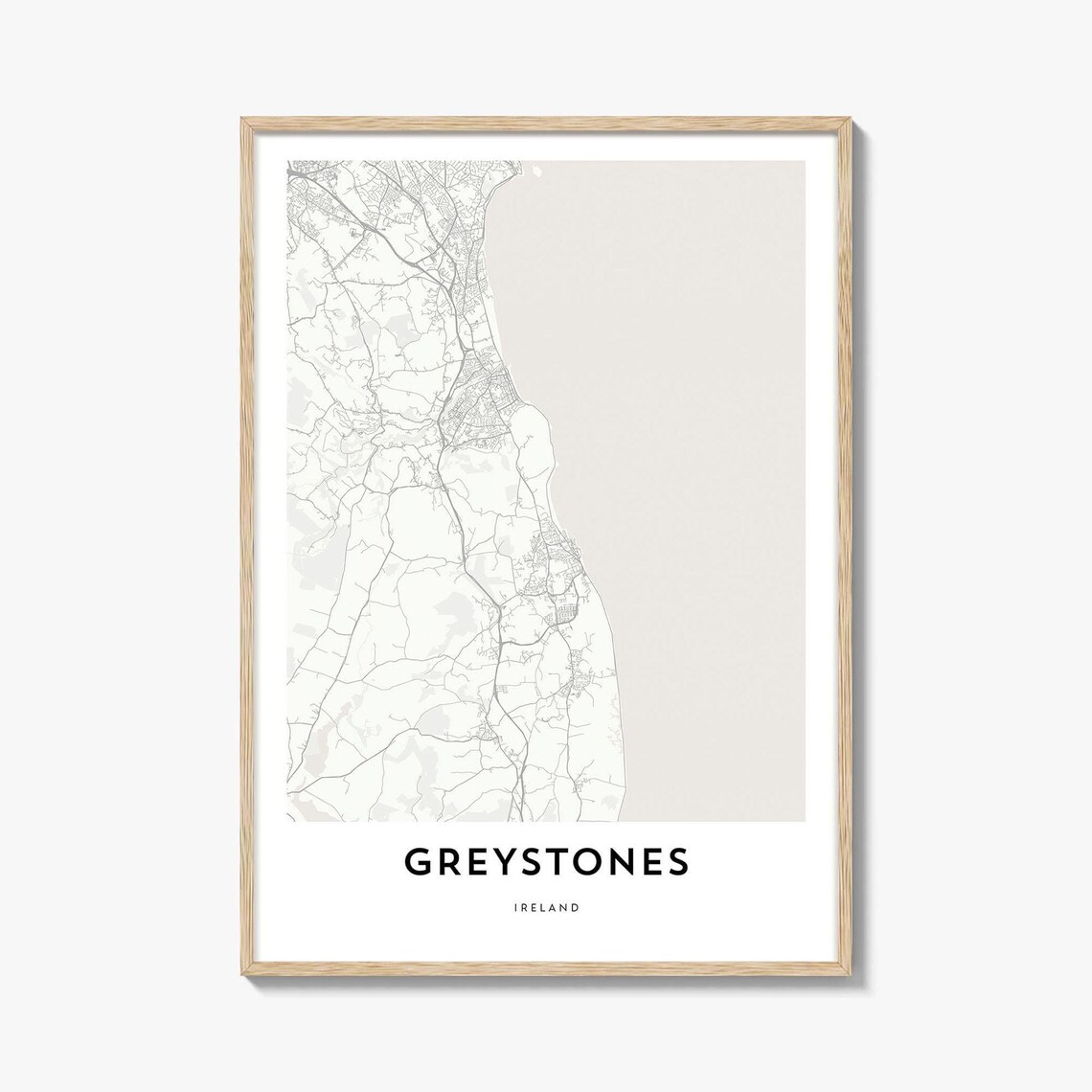 Greystones Ireland Minimalist Coastal City Map Line Art Poster