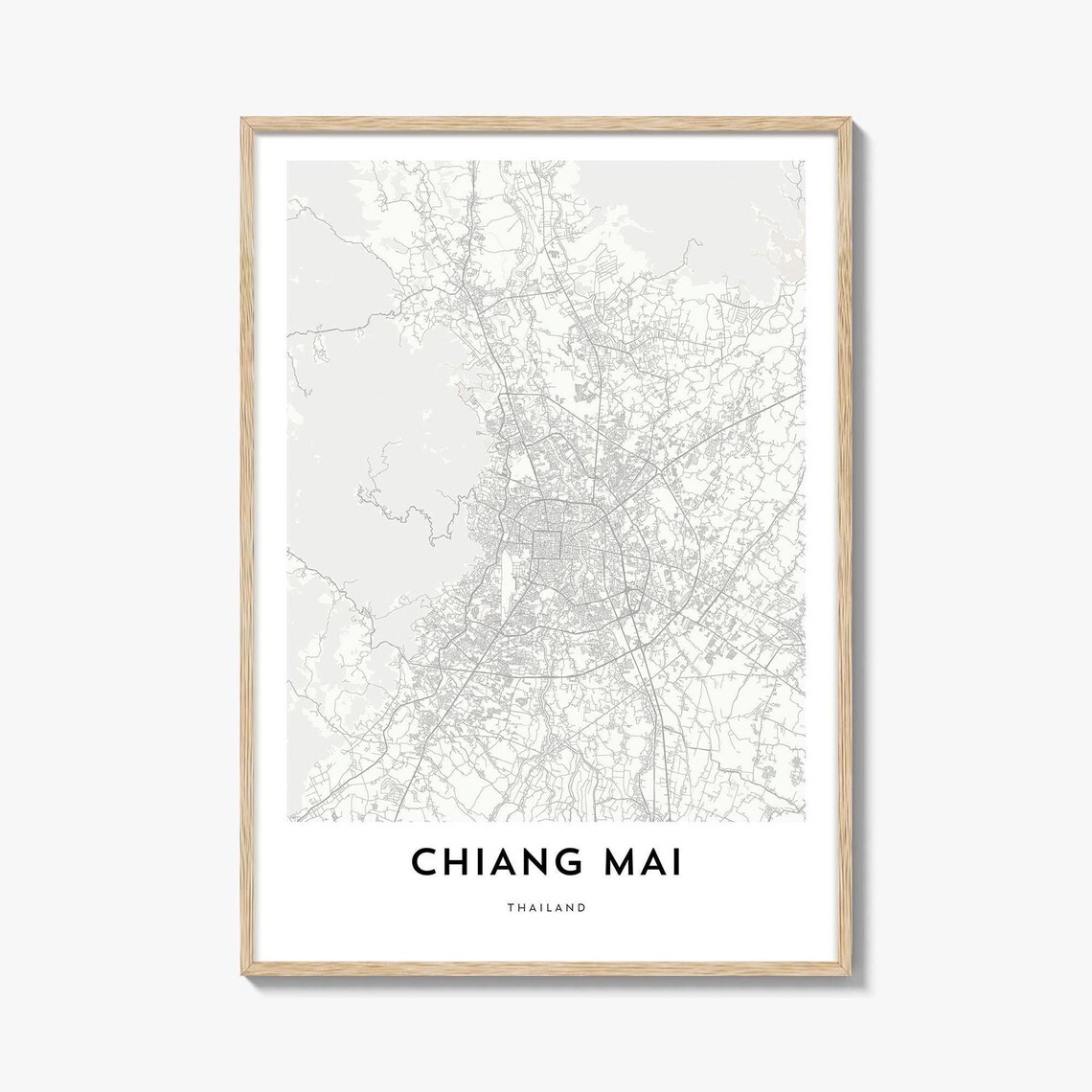 Chiang Mai Thailand Minimalist City Map Line Art Wall Poster