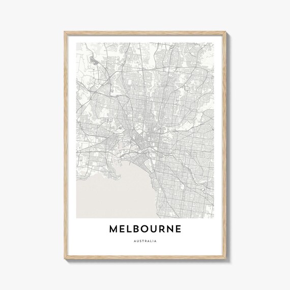 Melbourne Australia Minimalist Street Map Fine Line City Art Poster