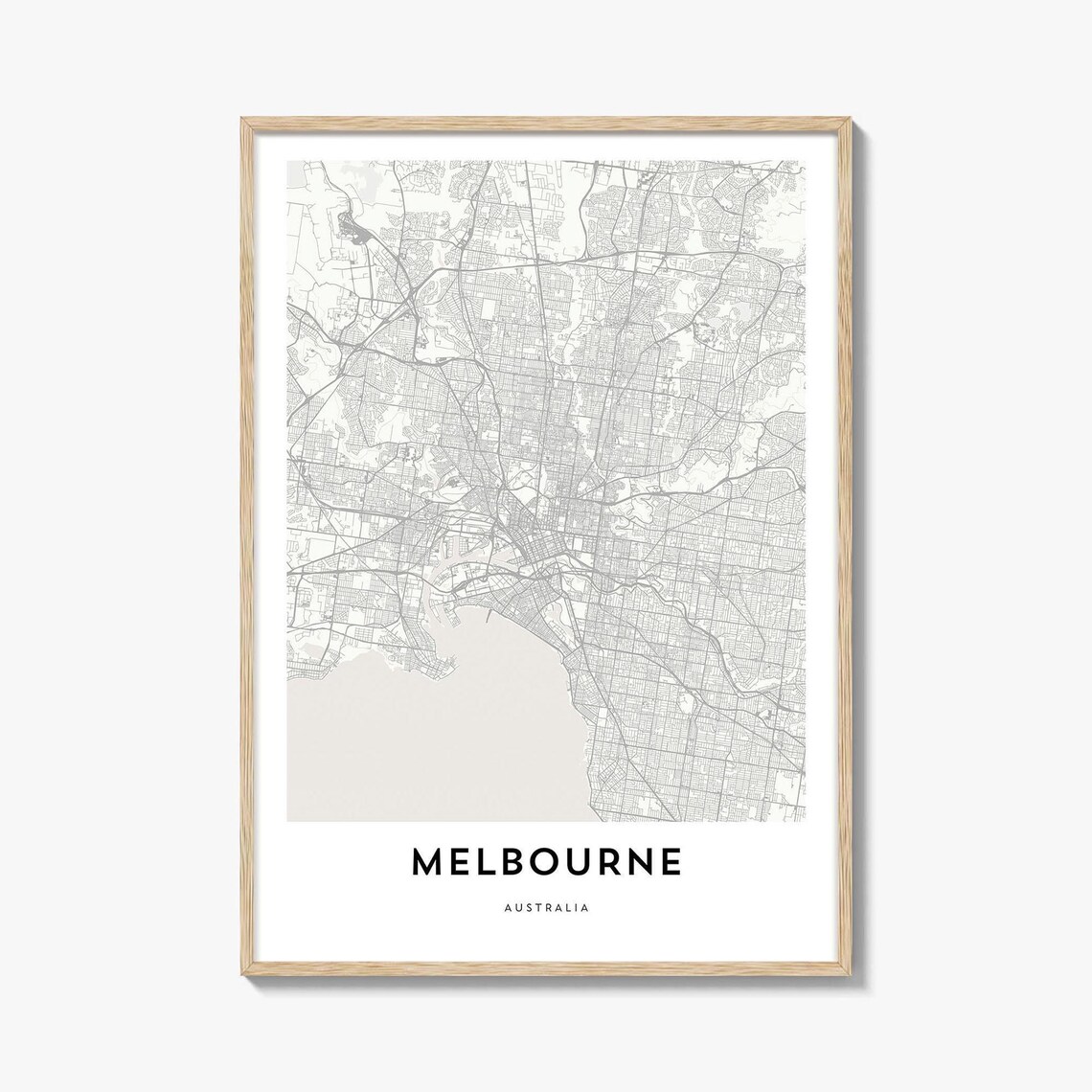 Melbourne Australia Minimalist Street Map Fine Line City Art Poster